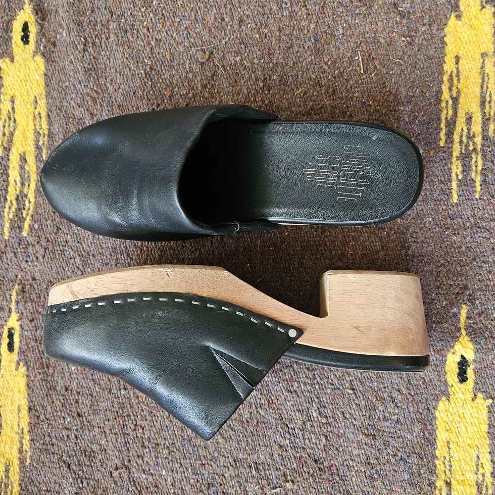 Black Leather Clogs by Charlotte Stone